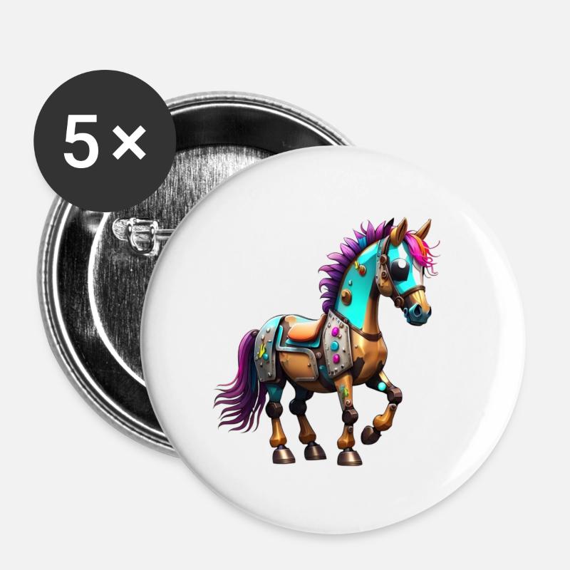 Robot Horse - Buttons large 2.2''/56 mm (5-pack) - white