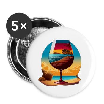 Red wine on the beach - Buttons large 2.2''/56 mm (5-pack) - white - Front
