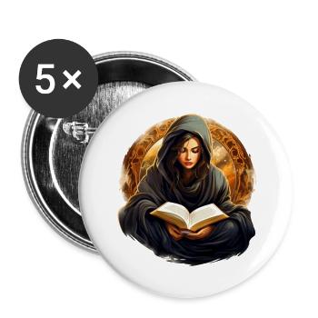 Lire avec une couverture câline - Lot de 5 grands badges (56 mm) - blanc - Devant