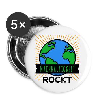Nachhaltigkeit Mutter Erde Umwelt Statement Planet - Buttons groß 56 mm (5er Pack) - Weiß - Vorne
