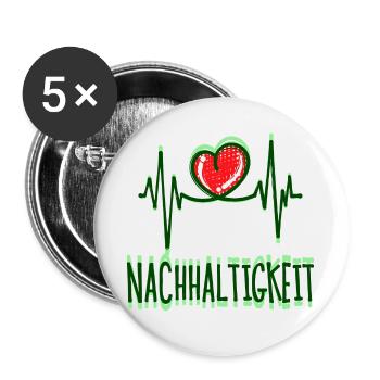 Umwelt Nachhaltigkeit Spruch Erde Naturschutz Herz - Buttons groß 56 mm (5er Pack) - Weiß - Vorne