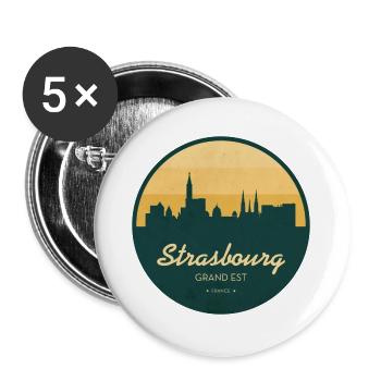 Strasbourg Skyline – Sunset Design - Buttons large 2.2''/56 mm (5-pack) - white - Front