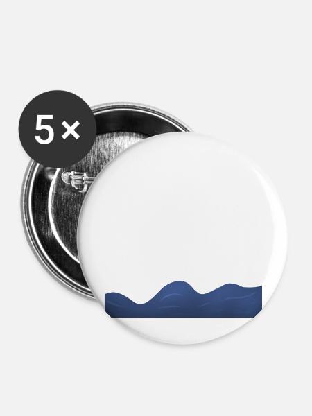 Wasser - Buttons groß 56 mm (5er Pack) - Weiß