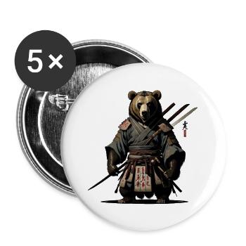 The Ninja Bear - Buttons groß 56 mm (5er Pack) - Weiß - Vorne