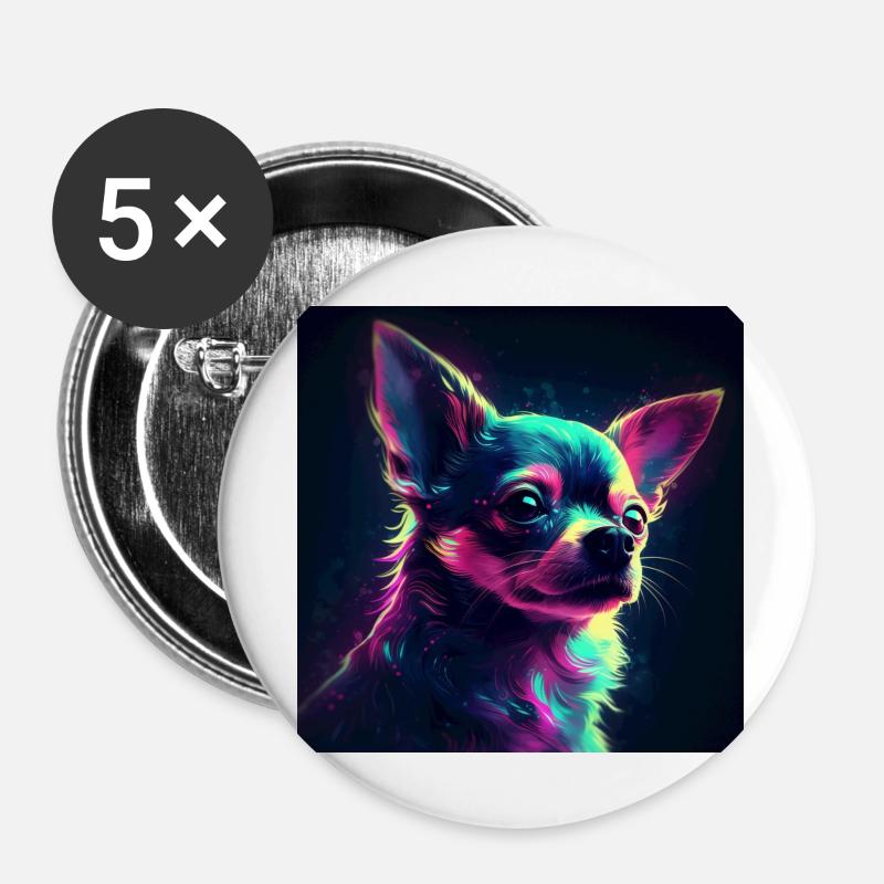 Chihuahua art - Buttons large 2.2''/56 mm (5-pack) - white