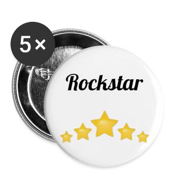 Rock Star - Lot de 5 grands badges (56 mm) - blanc - Devant