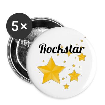 Rock Star - Lot de 5 grands badges (56 mm) - blanc - Devant