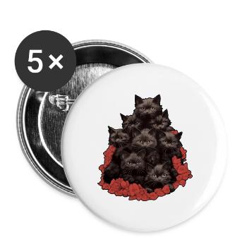 Black cats - Buttons large 2.2''/56 mm (5-pack) - white - Front