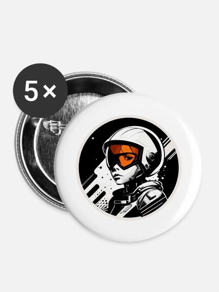 Austronaut - Buttons groß 56 mm (5er Pack) - Weiß