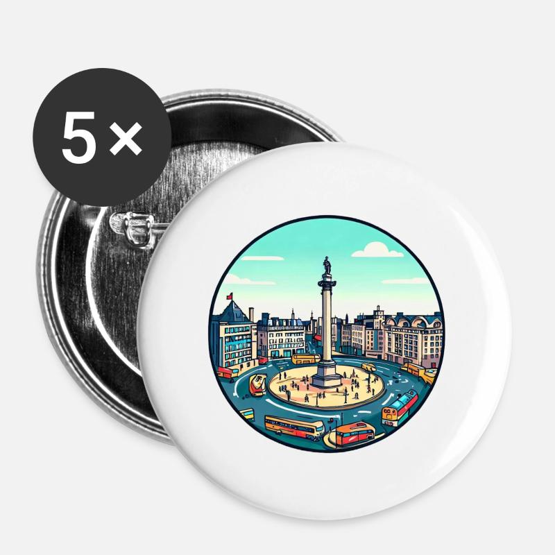 Trafalgar Square - Buttons large 2.2''/56 mm (5-pack) - white