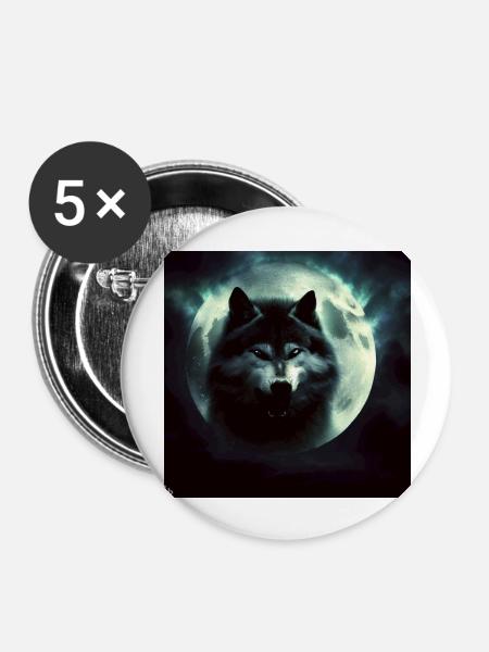 Wolf Moon 3 - Buttons groß 56 mm (5er Pack) - Weiß