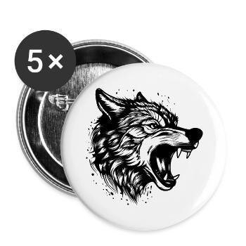 Wolf - Buttons large 2.2''/56 mm (5-pack) - white - Front