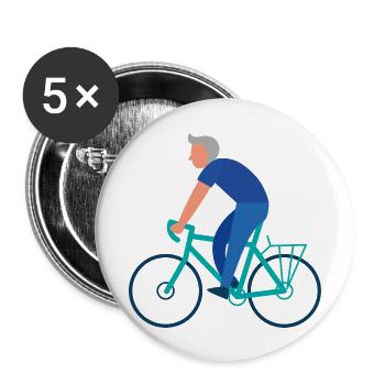 Blue Biker - Lot de 5 grands badges (56 mm) - blanc - Devant