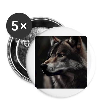 Wolf - Buttons groß 56 mm (5er Pack) - Weiß - Vorne