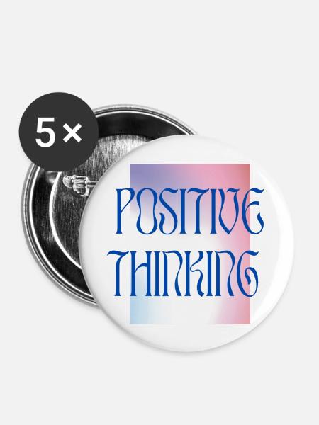Positive Thinking - Colourful - Buttons groß 56 mm (5er Pack) - Weiß