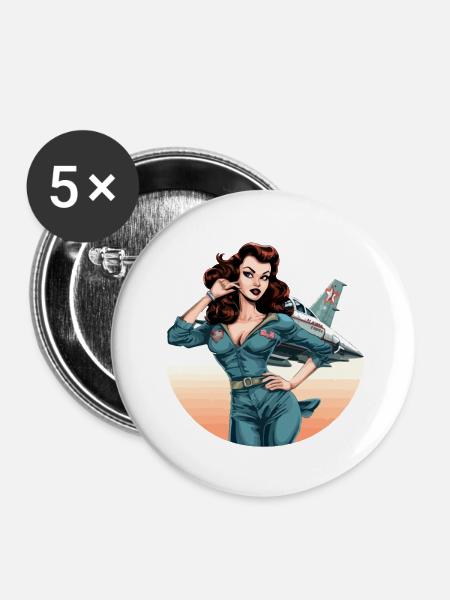 Lili Pinup - Buttons groß 56 mm (5er Pack) - Weiß