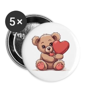 a cute little teddy bear - Buttons groß 56 mm (5er Pack) - Weiß - Vorne