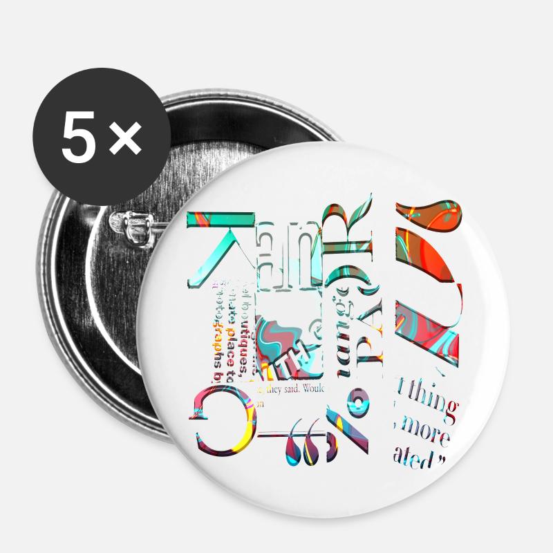 Zeitungsausschnitte Scrapbook Zeitschriften Alphabet Code - Buttons groß 56 mm (5er Pack) - Weiß