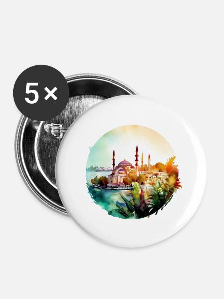 Sonnenuntergangsarchitektur in der Türkei - Buttons groß 56 mm (5er Pack) - Weiß