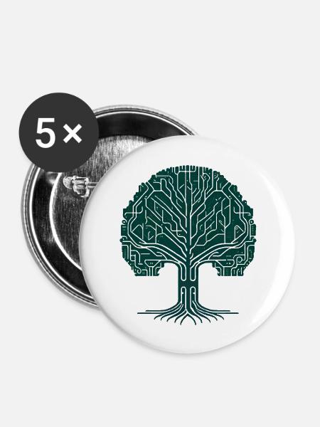 Wikingerbaum des Lebens - Buttons groß 56 mm (5er Pack) - Weiß