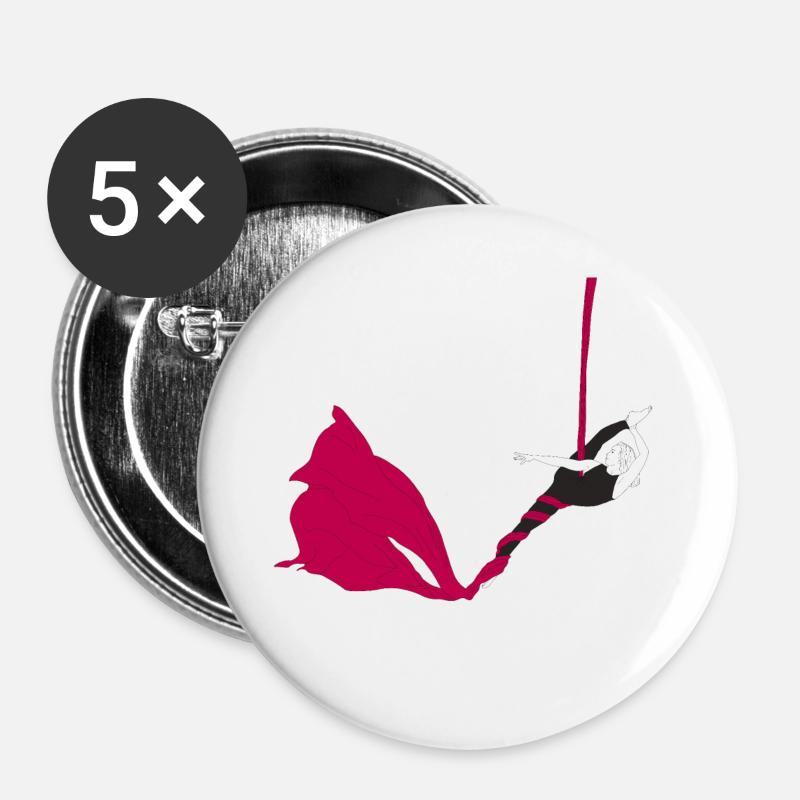 Magenta Silk's Aerial Acrobatics - Buttons large 2.2''/56 mm (5-pack) - white