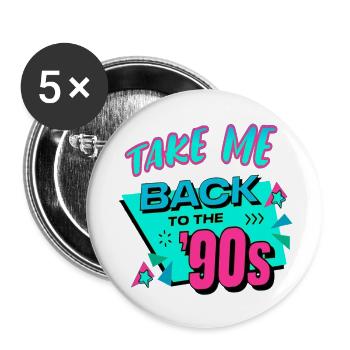 90er Jahre Niedlich 80er Jahre Retro Vintage Lustig Cool Nostalgie - Buttons groß 56 mm (5er Pack) - Weiß - Vorne