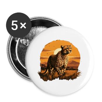 Guépard courant au coucher du soleil - Lot de 5 grands badges (56 mm) - blanc - Devant