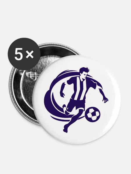 Fußballer Purple - Buttons groß 56 mm (5er Pack) - Weiß