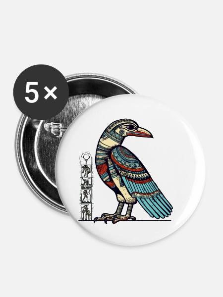 Ägyptischer Vogel Nr. 1 - Buttons groß 56 mm (5er Pack) - Weiß