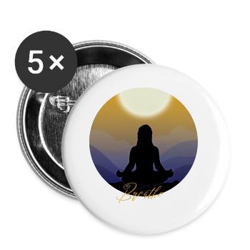 Breath Yoga Meditation Silhouette Design - Buttons groß 56 mm (5er Pack) - Weiß - Vorne