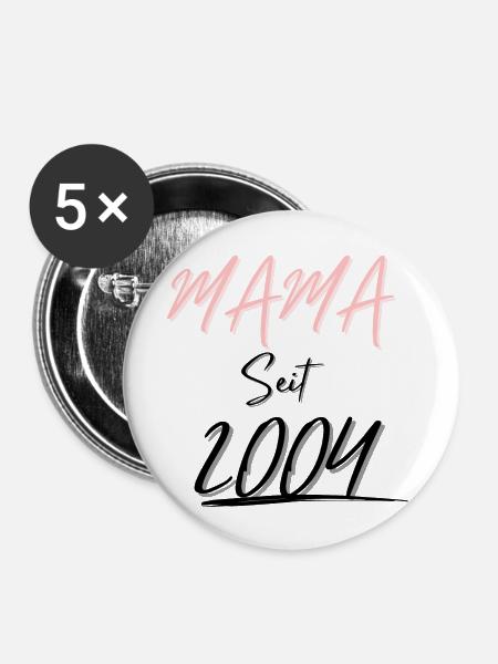MAMA Seit 2004 - Buttons groß 56 mm (5er Pack) - Weiß