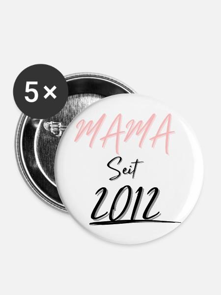 MAMA Seit 2012 - Buttons groß 56 mm (5er Pack) - Weiß