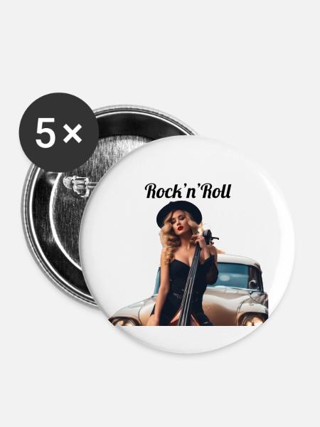 Pinup - Buttons groß 56 mm (5er Pack) - Weiß