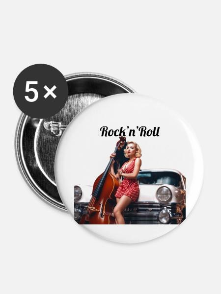 Pinup - Buttons groß 56 mm (5er Pack) - Weiß