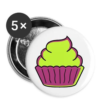 Cupcake 1 - Lot de 5 grands badges (56 mm) - blanc - Devant