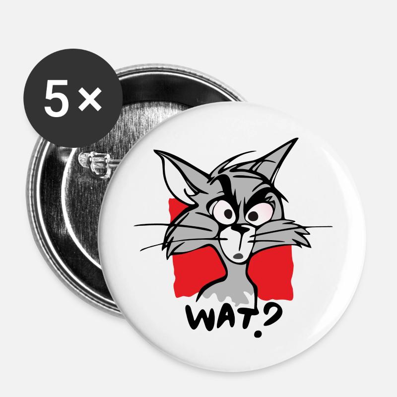 Cat WHAT? - Buttons large 2.2''/56 mm (5-pack) - white