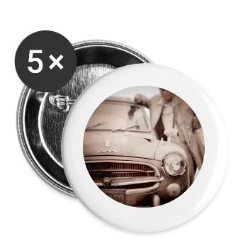 Vintage Autopalette Design in Sepia Tones - Buttons groß 56 mm (5er Pack) - Weiß - Vorne