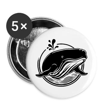Whale Sea Fish - Buttons large 2.2''/56 mm (5-pack) - white - Front