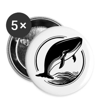 Whale Sea Fish - Buttons large 2.2''/56 mm (5-pack) - white - Front