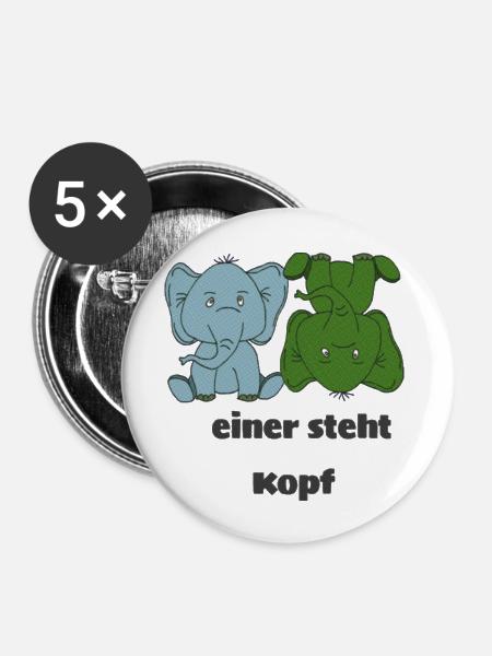 elefanten einer steht kopf - Buttons groß 56 mm (5er Pack) - Weiß