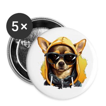 Règle du chihuahua : gouverner le paysage urbain - Lot de 5 grands badges (56 mm) - blanc - Devant