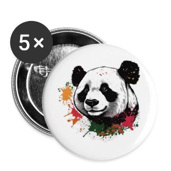 Panda géant avec éclaboussures de peinture - Lot de 5 grands badges (56 mm) - blanc - Devant