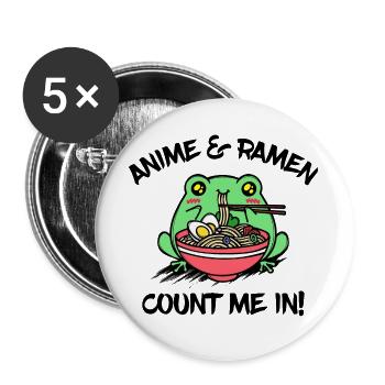 Manga Zeichentrick Anime Ramen Trickfilm Statement - Buttons groß 56 mm (5er Pack) - Weiß - Vorne