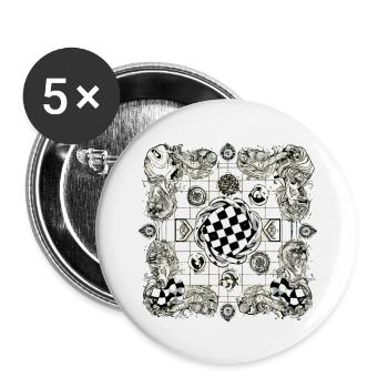 Echiquier Alien n°3 - Lot de 5 grands badges (56 mm) - blanc - Devant