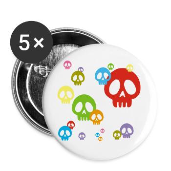 Crâne manga multicolore - Lot de 5 grands badges (56 mm) - blanc - Devant
