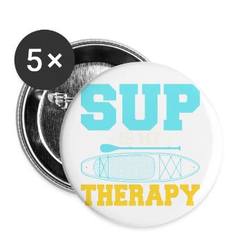 SUP Is My Therapy Stand Up Paddling Board - Buttons groß 56 mm (5er Pack) - Weiß - Vorne