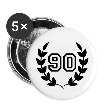 Geschenkidee zum 90. Geburtstag 90 Jahre - Buttons groß 56 mm (5er Pack) - Weiß - Vorne