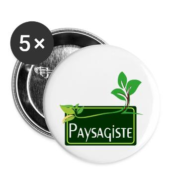 Paysagiste - Lot de 5 grands badges (56 mm) - blanc - Devant