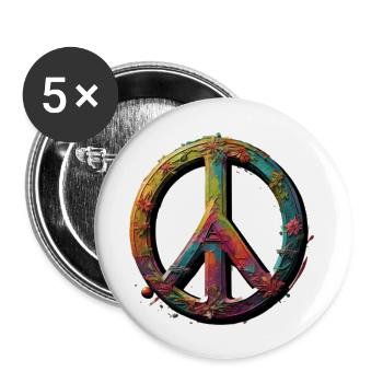 Peace - Buttons groß 56 mm (5er Pack) - Weiß - Vorne