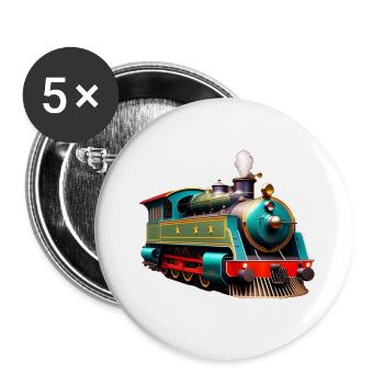 Locomotive - Lot de 5 grands badges (56 mm) - blanc - Devant